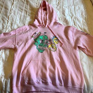 Rick and Morty Adult Swim Sweatshirt Hoodie Unisex Large L Graphic Pink Black